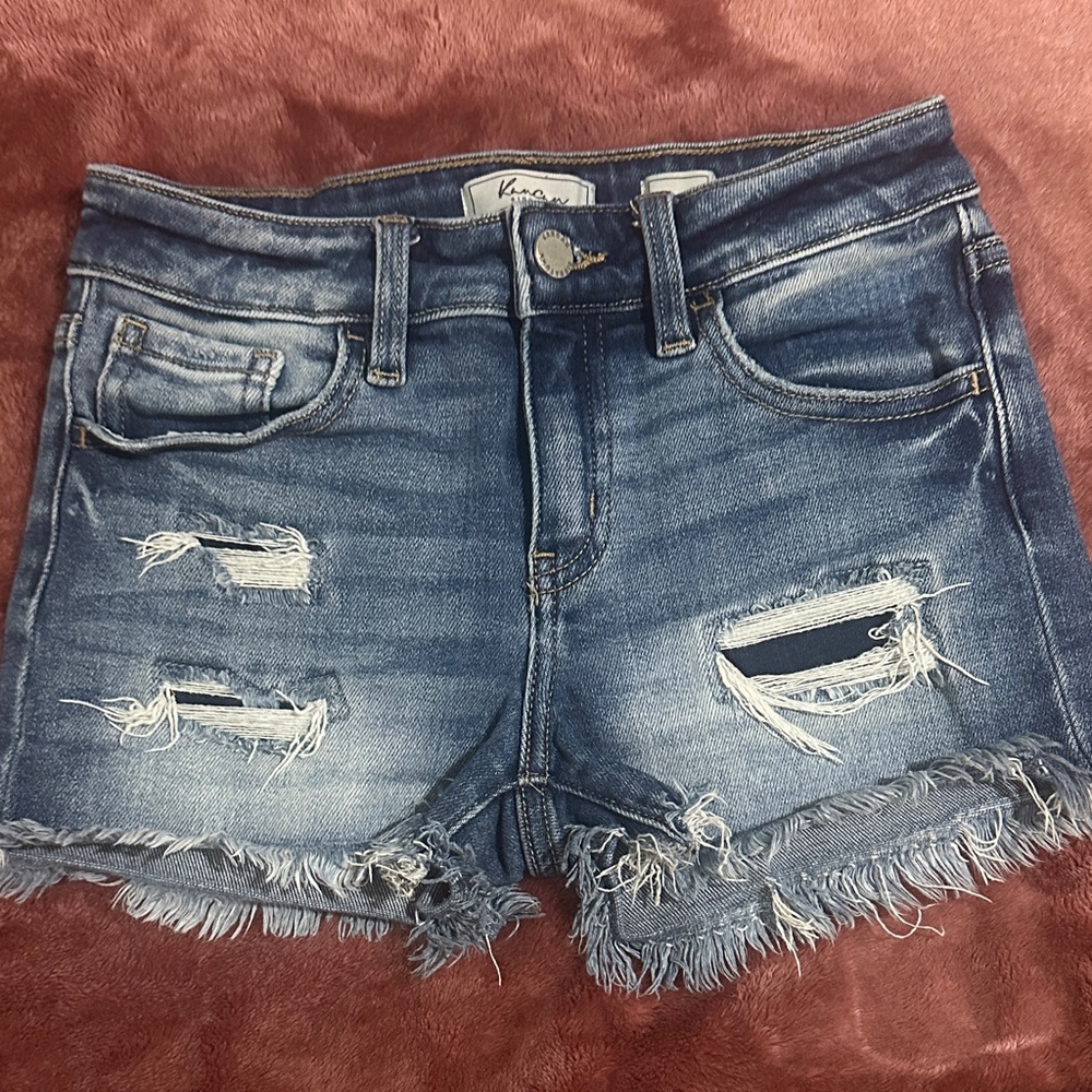 KanCan Kids Ripped Denim Shorts - Dark Blue